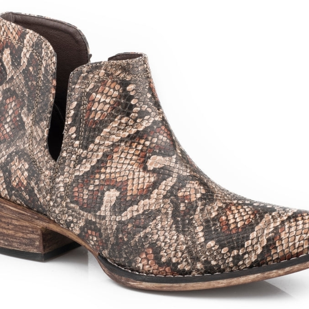 Faux Snakeskin Ankle Cowgirl Boots